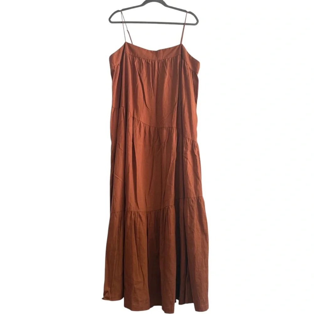 Abercrombie & Fitch Rust Asymmetrical Tiered Maxi Dress Size‎ XL